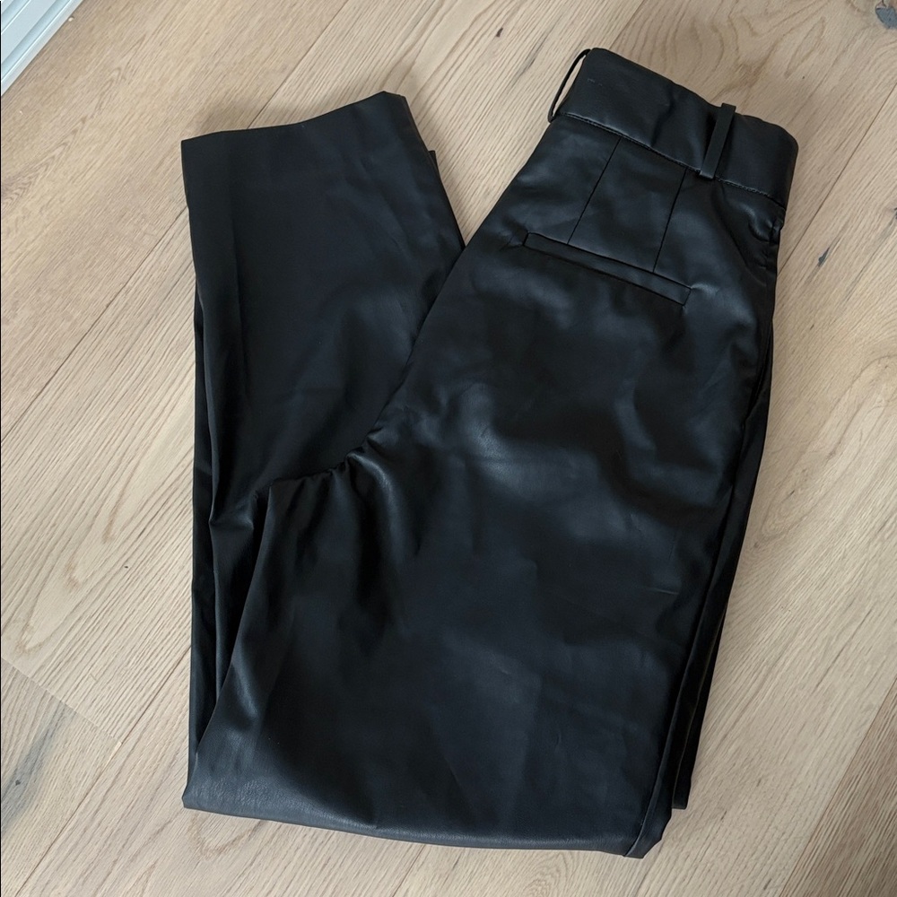 H&M Black imitation‎ Leather Pants size 4